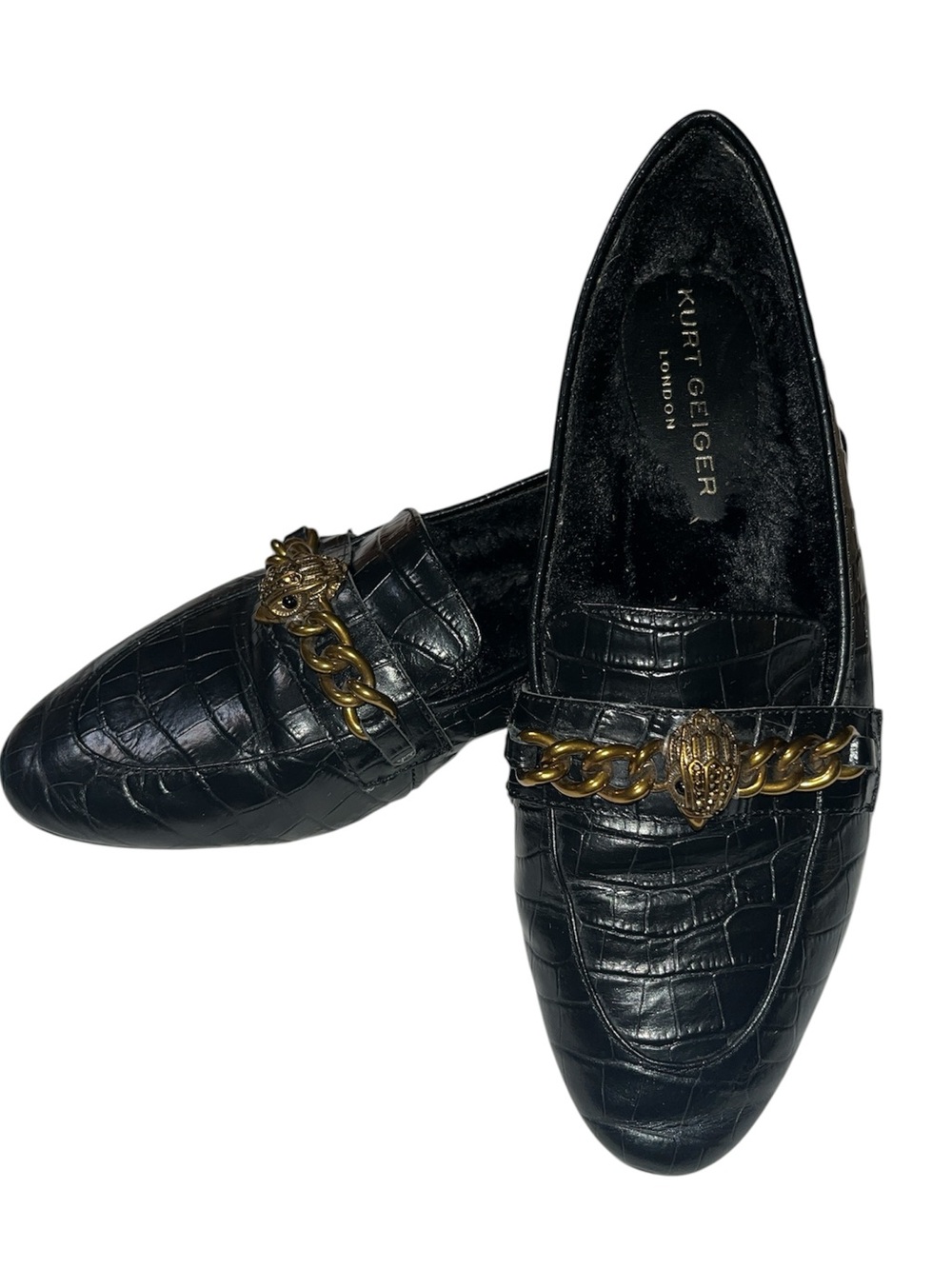 Kurt Geiger Chelsea Eagle Croc Loafers Fur-Lined